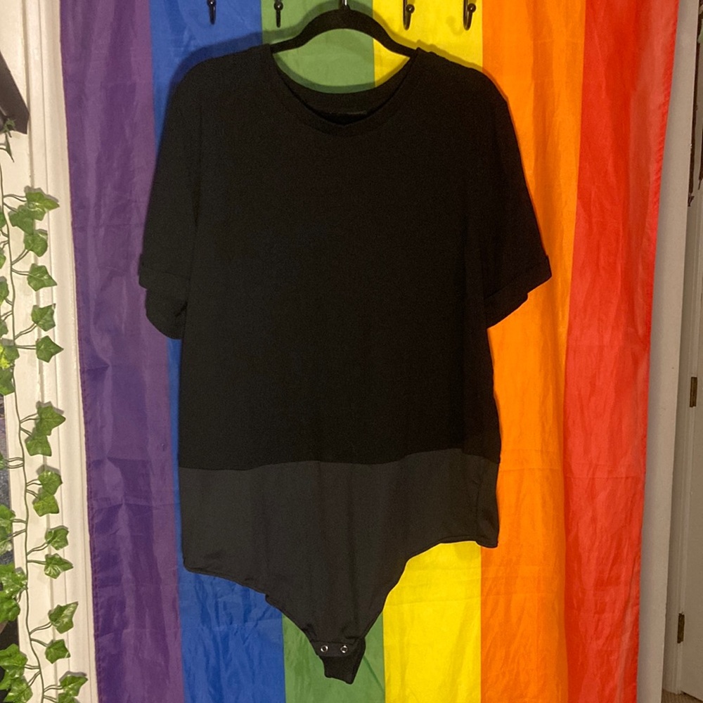 DANIELLE BERNSTEIN Black Tee Bodysuit